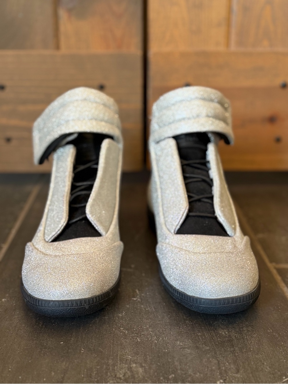 Silver Glitter Velcro Sneakers